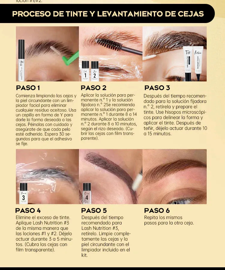 Gollee Kit Lash Lifting y Laminado de Ceja con Tinte Natural