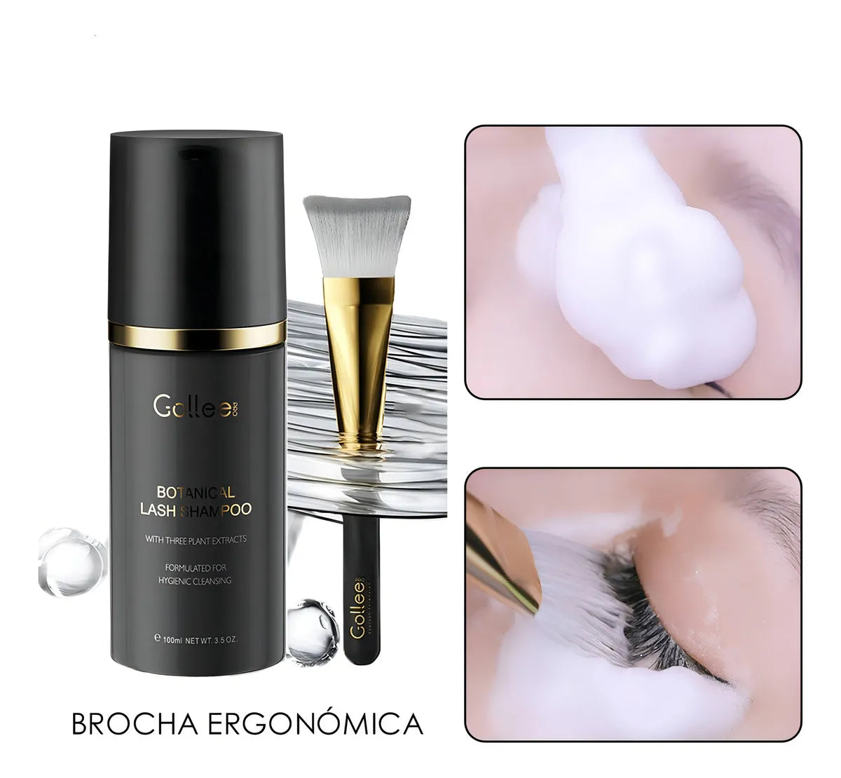 Shampoo para Limpieza de Extensiones de Pestañas Gollee